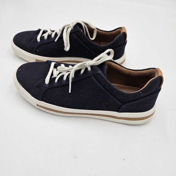 Clarks Unstructured Women Un Maui Lace Up Navy Flat Textile Sneaker Shoes Size 7 - Picture 5 of 9